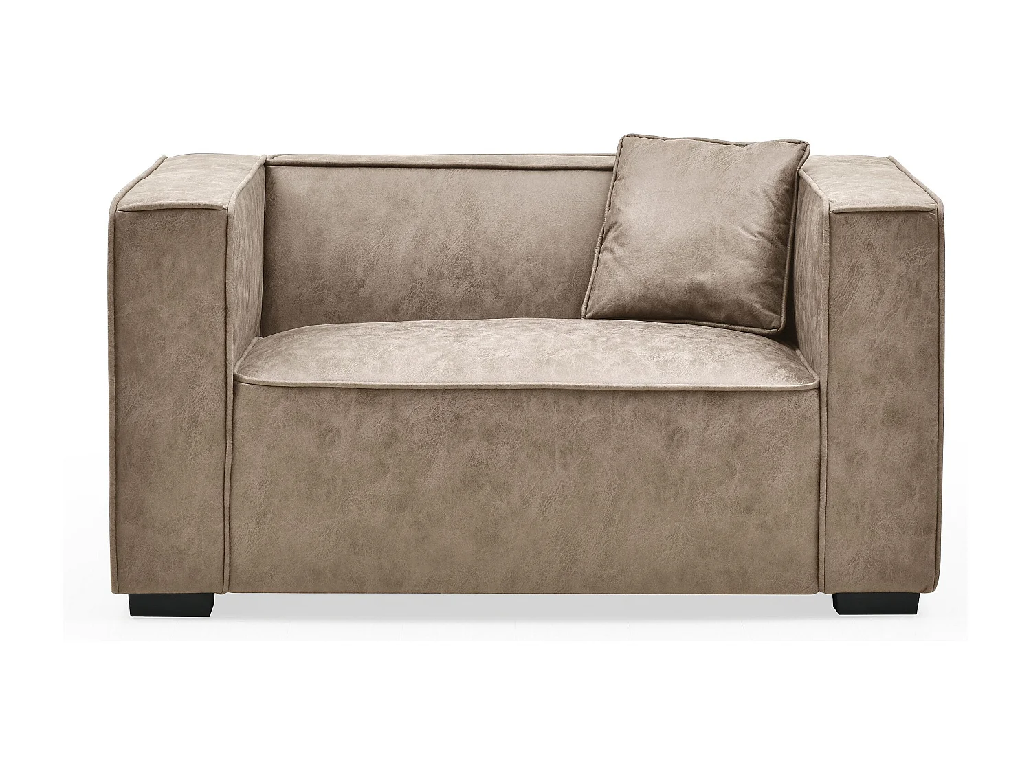 Fauteuil large Macao Tissu effet peau Vintage Beige