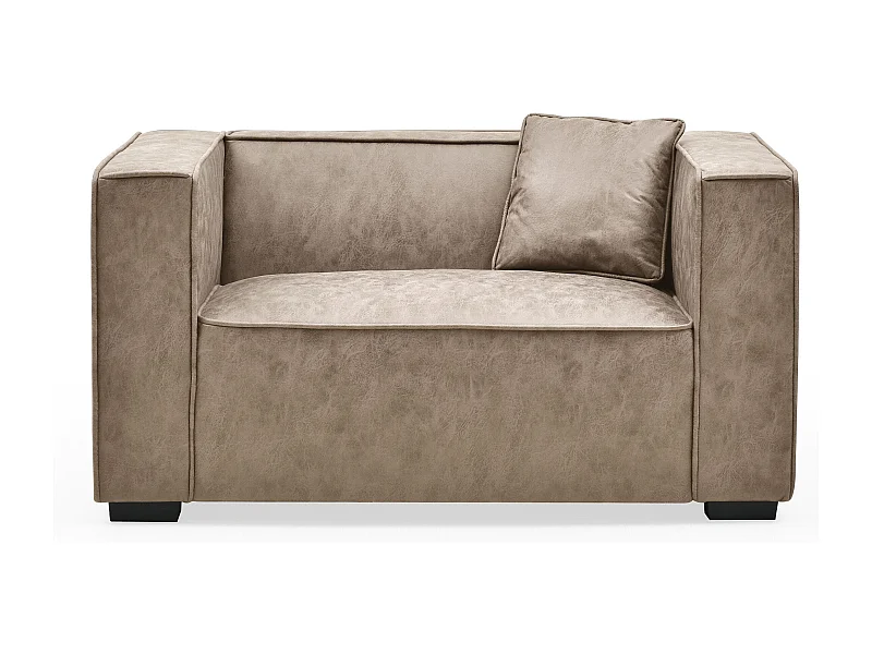 Fauteuil large Macao Tissu effet peau Vintage Beige