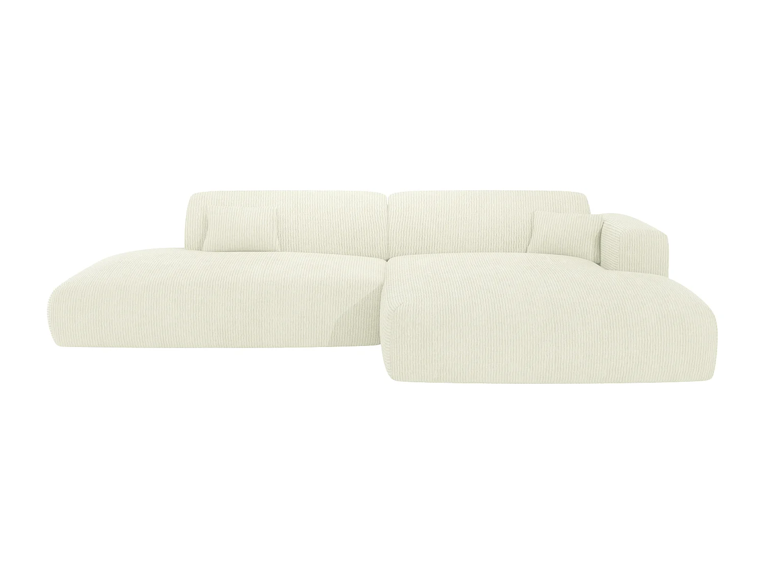 Høyrevendt åpen sofasofa i hvit offwhite finribbet kanelfarget tøy POGNI fra Maison Céphy