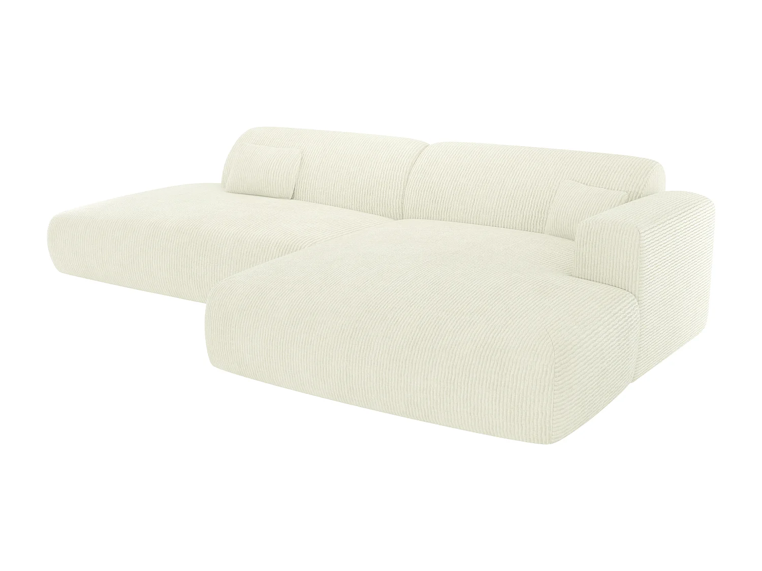 Høyrevendt åpen sofasofa i hvit offwhite finribbet kanelfarget tøy POGNI fra Maison Céphy