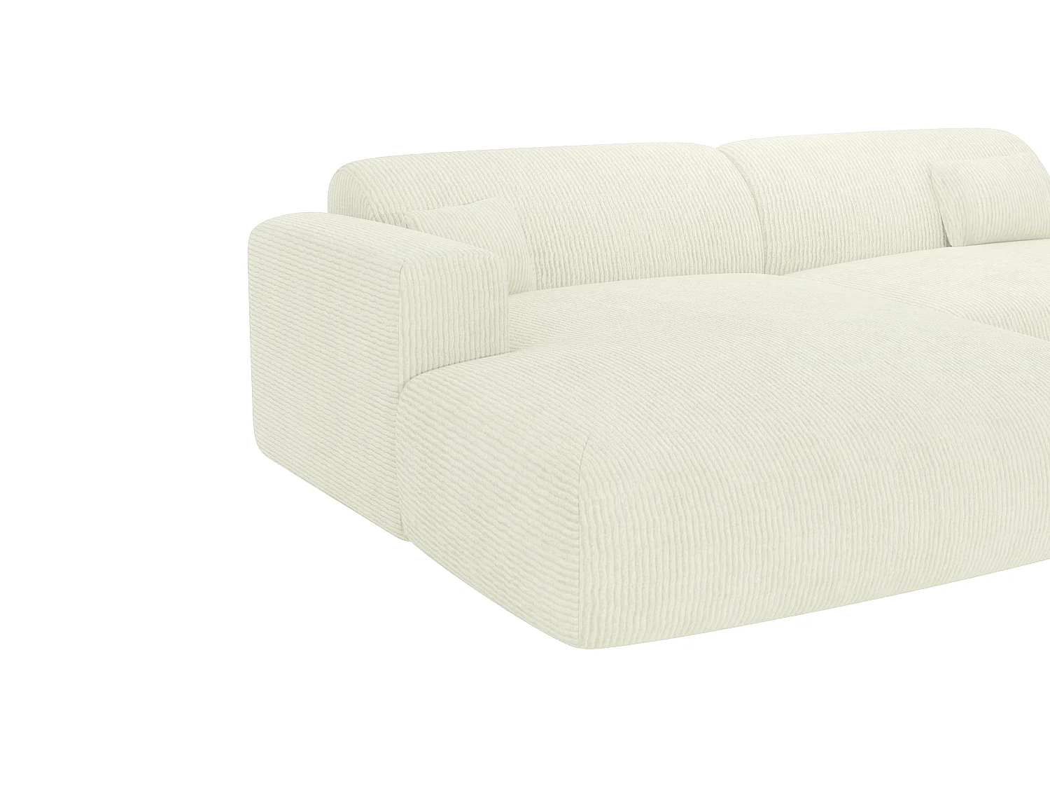 Venstrevendt åpen hjørnesofa i offwhite finribbet kordfløyel POGNI fra Maison Céphy