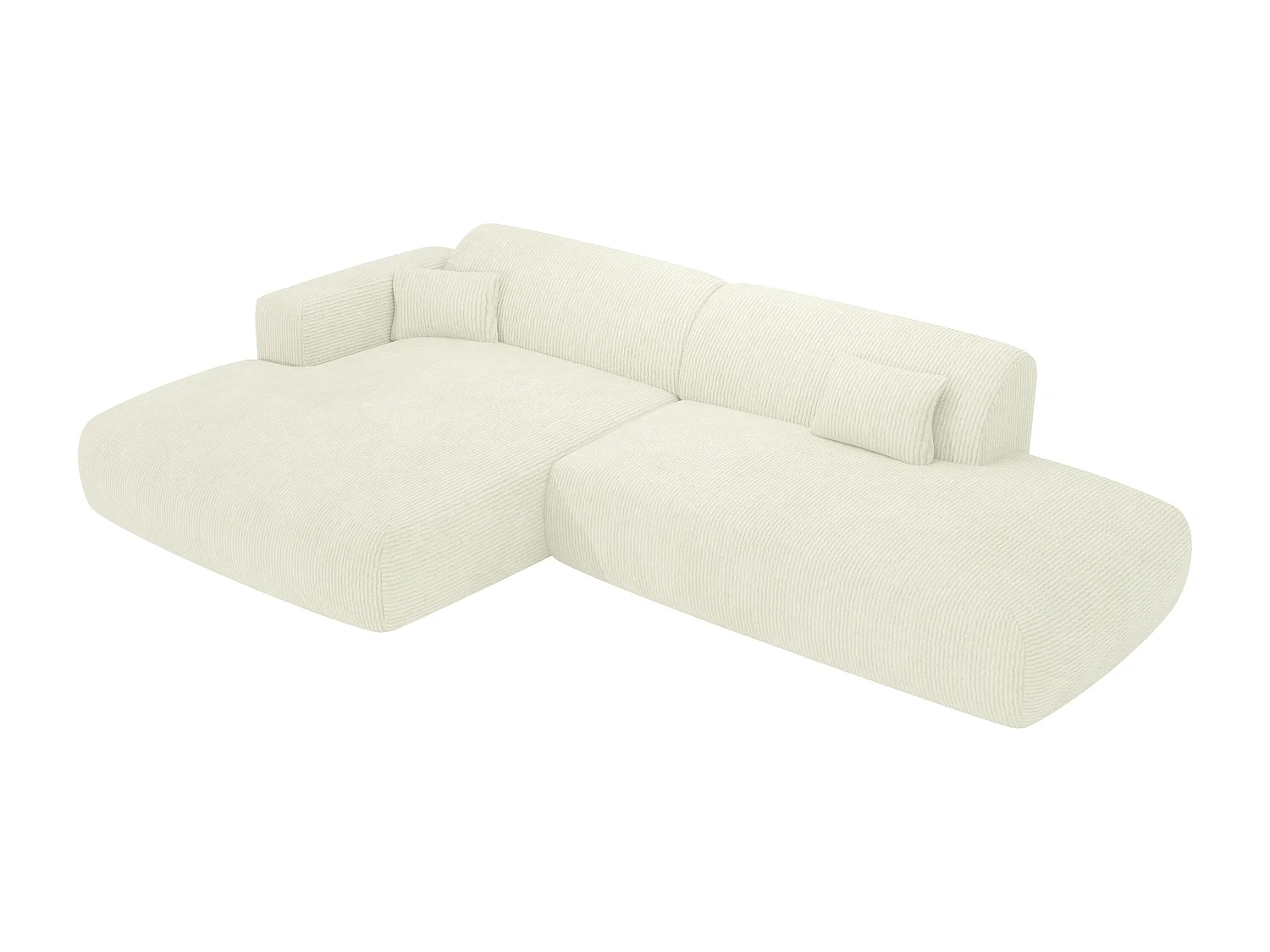 Ecksofa - Ecke links - offenes Ende - Samt-Stoff - Off-White - POGNI von Maison Céphy