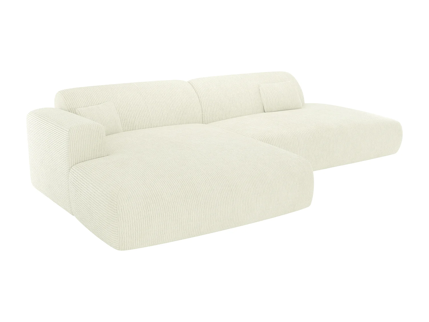 Ecksofa - Ecke links - offenes Ende - Samt-Stoff - Off-White - POGNI von Maison Céphy