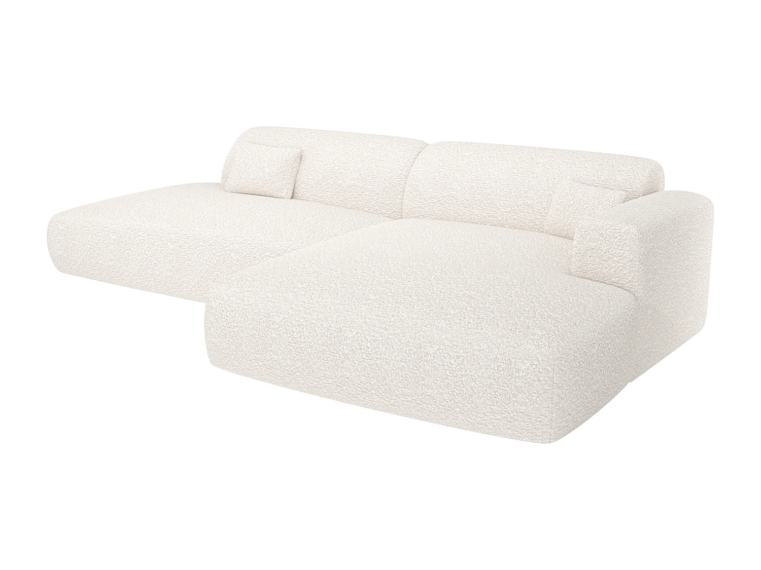 Sofá de canto direito aberto em tecido bouclé branco - POGNI de Maison Céphy