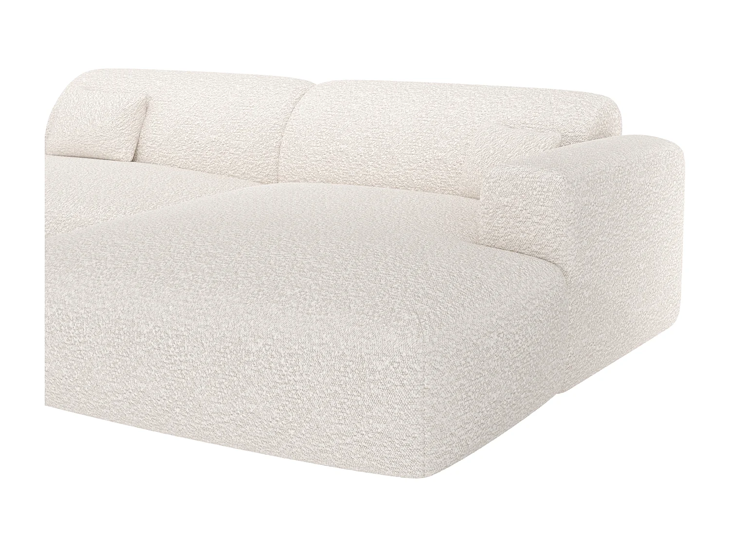 Sofá de canto direito aberto em tecido bouclé branco - POGNI de Maison Céphy