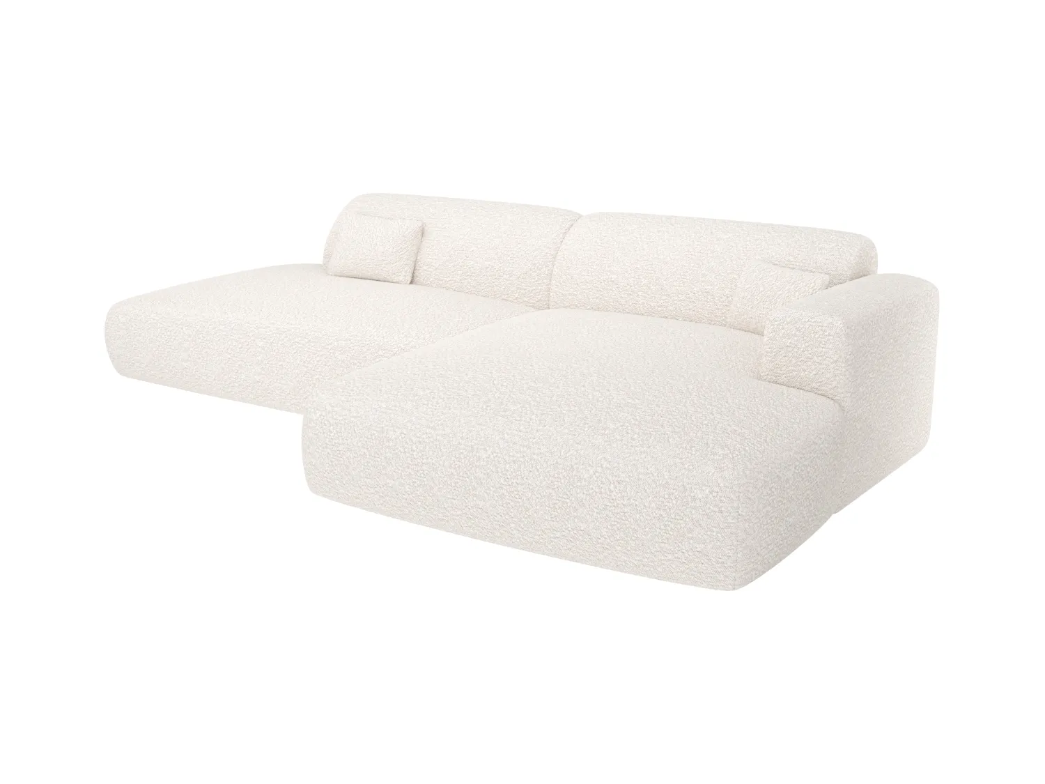 Højrevendt hjørnesofa med åben ende i hvid bouclestof POGNI fra Maison Céphy