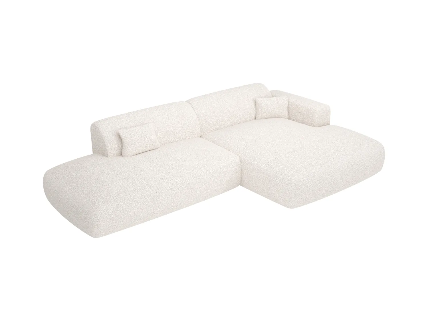 Højrevendt hjørnesofa med åben ende i hvid bouclestof POGNI fra Maison Céphy