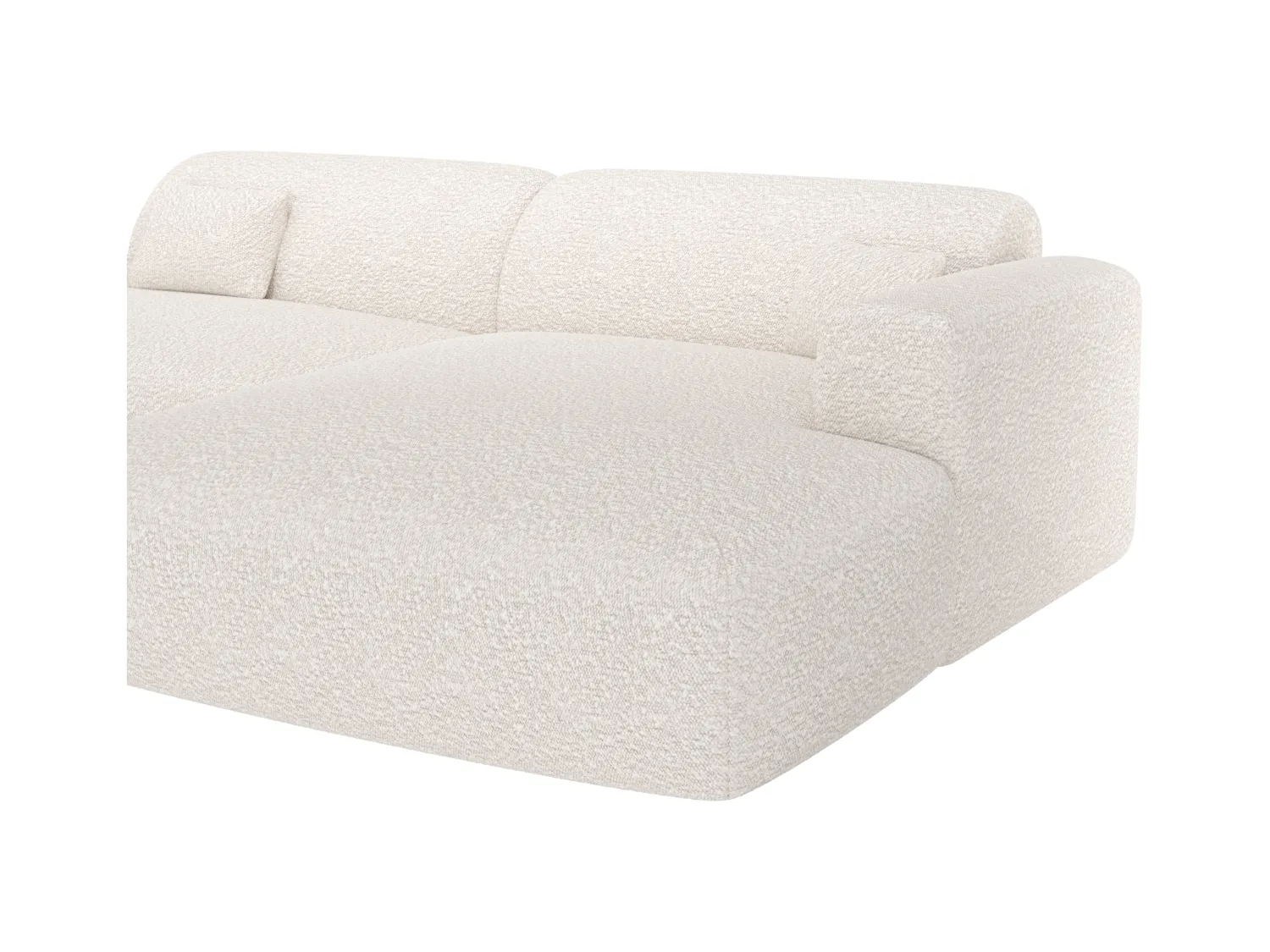 Højrevendt hjørnesofa med åben ende i hvid bouclestof POGNI fra Maison Céphy