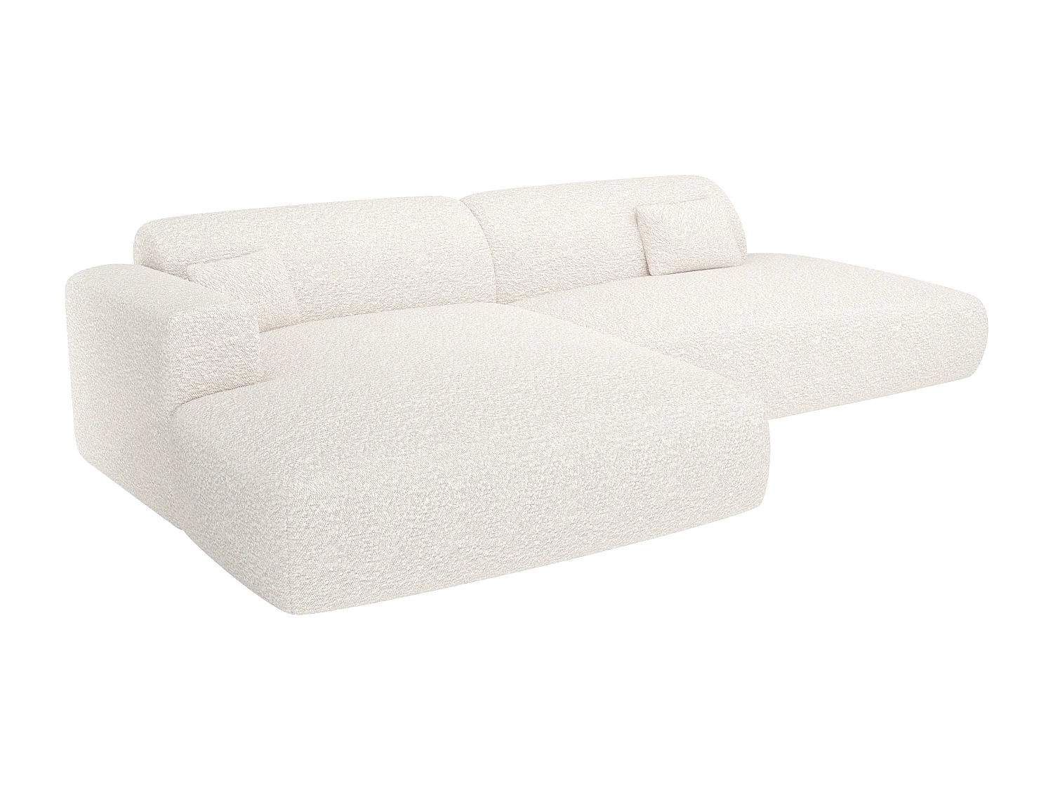 Venstre åpen hjørnesofa i hvit bukle-stoff POGNI fra Maison Céphy