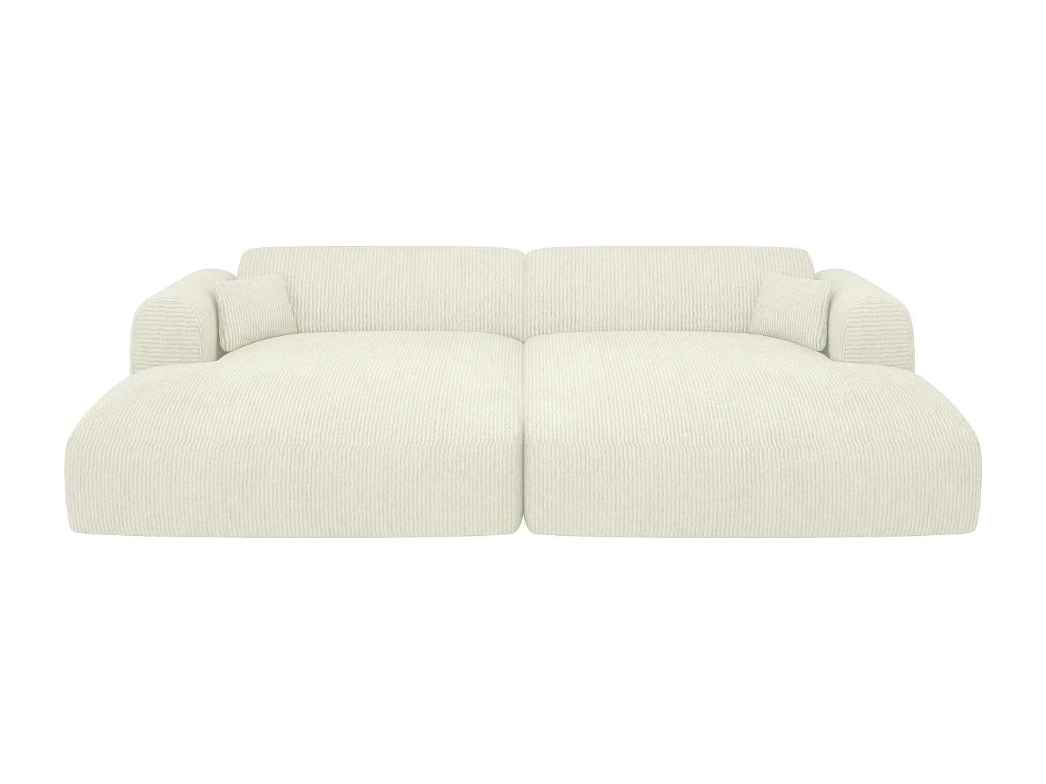 Canapé 3 places confort assise profonde en velours côtelé fines côtes blanc cassé POGNI de Maion Céphy