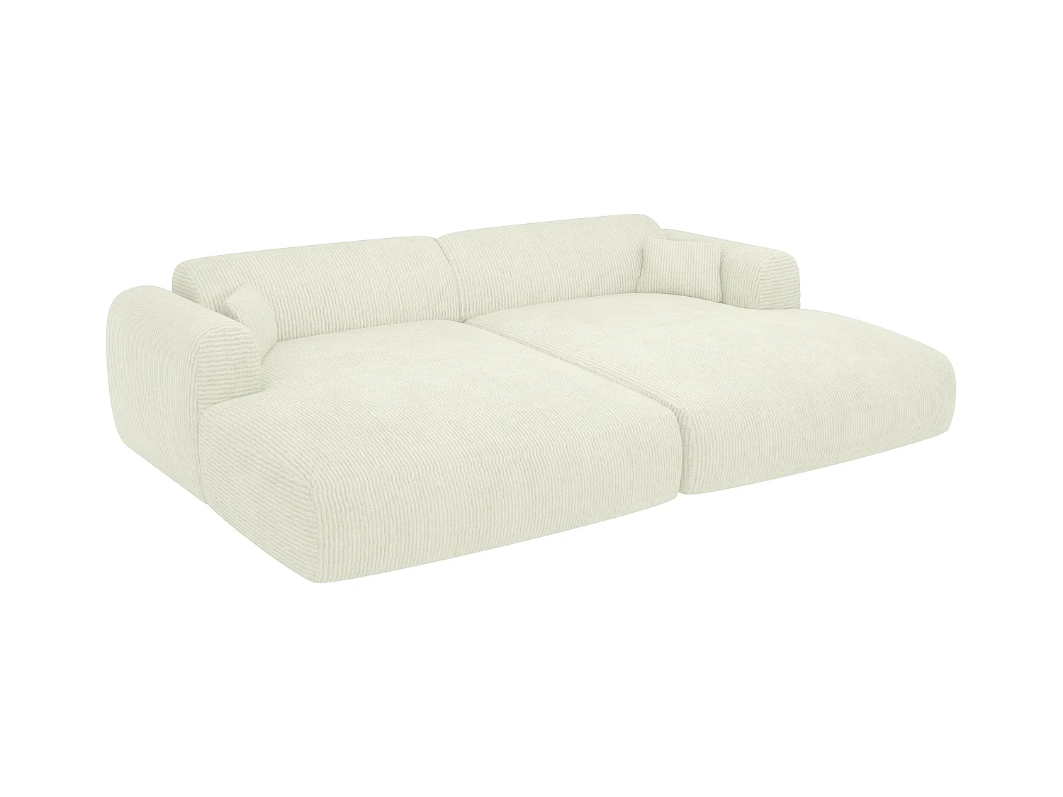 Canapé 3 places confort assise profonde en velours côtelé fines côtes blanc cassé POGNI de Maion Céphy