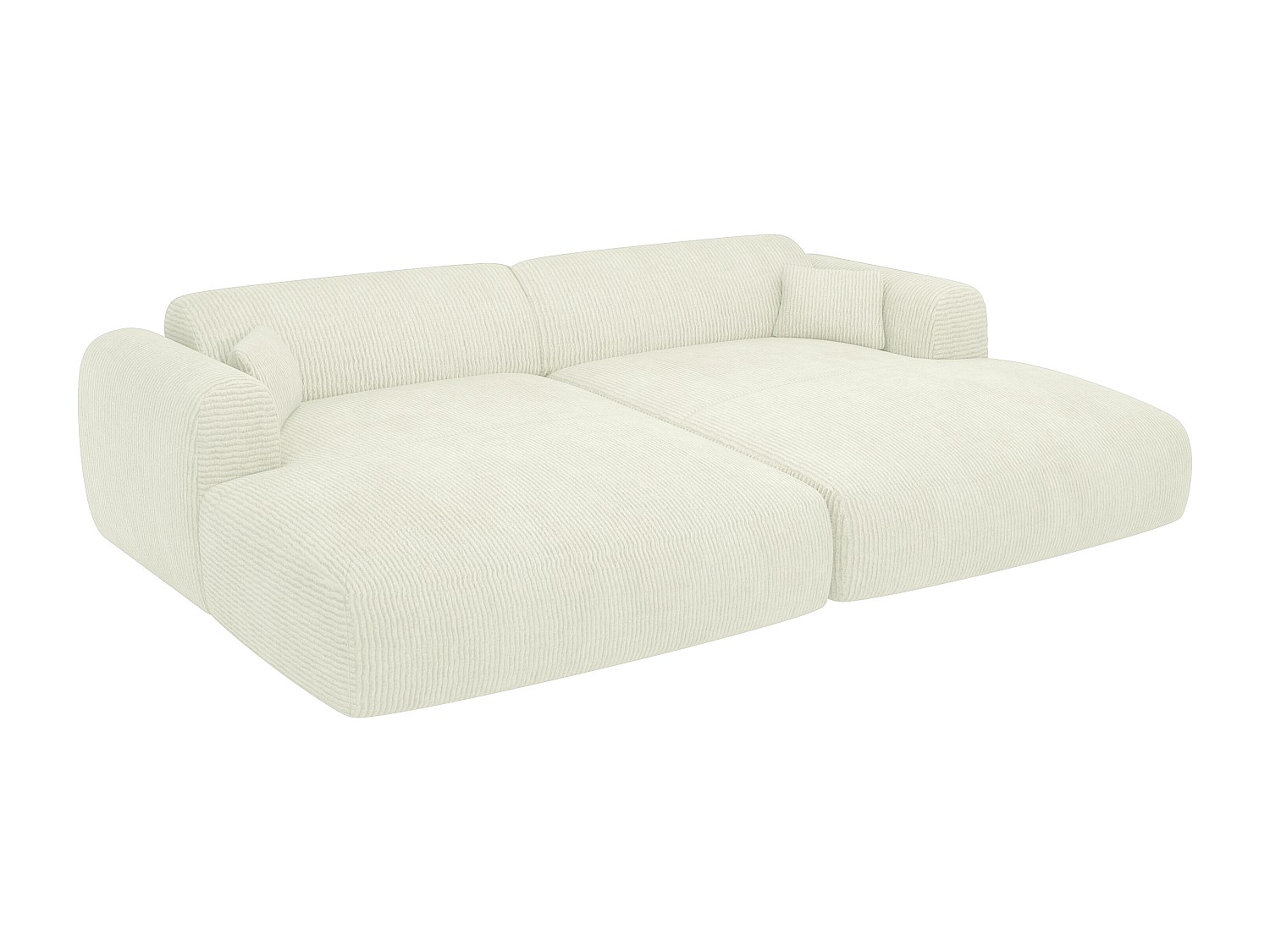 Sofa 3-Sitzer - tiefe Komfortsitzfläche - Samt-Stoff - Off-White - POGNI vo günstig online kaufen