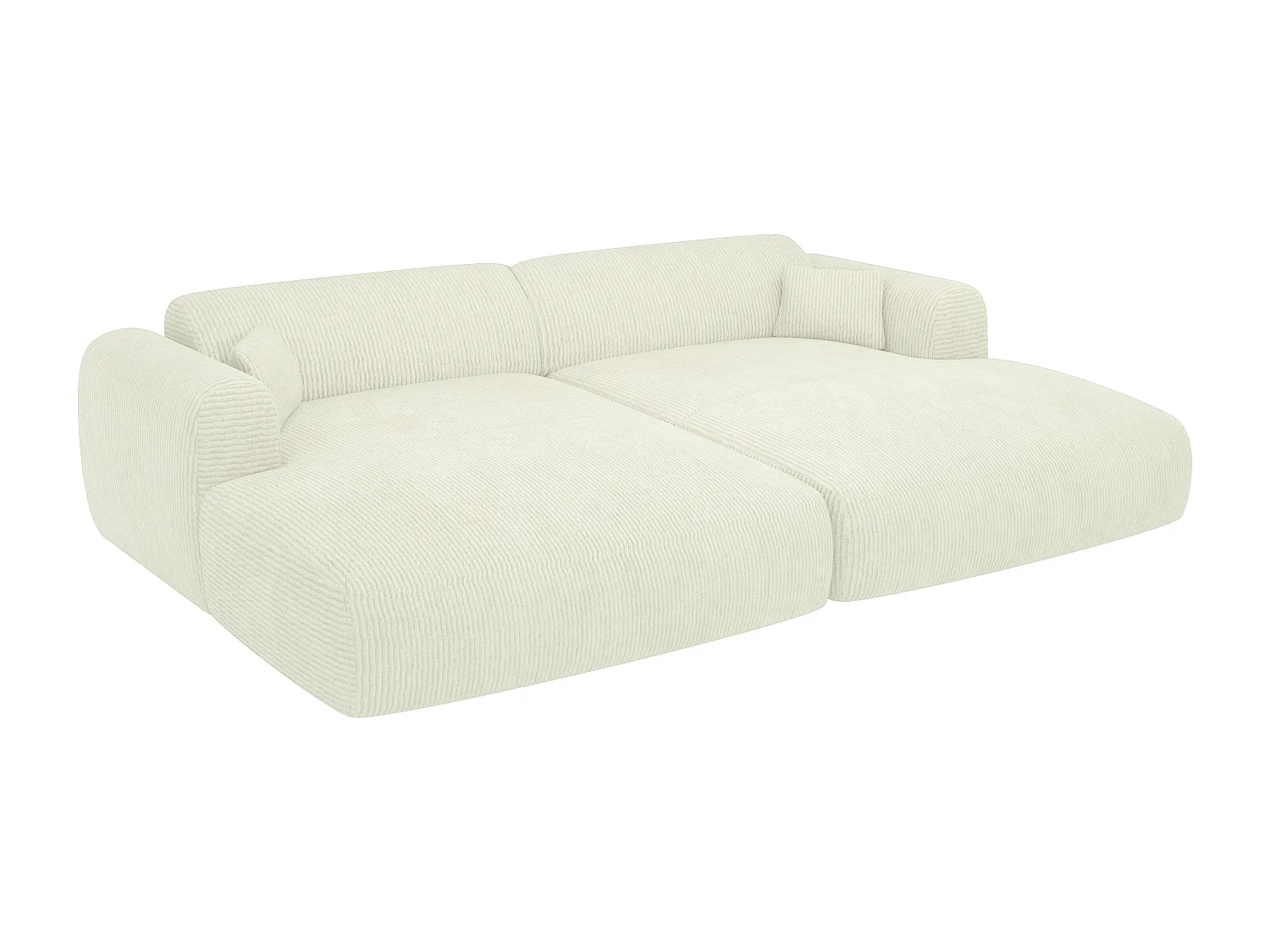 Canapé 3 places confort assise profonde en velours côtelé fines côtes blanc cassé POGNI de Maion Céphy