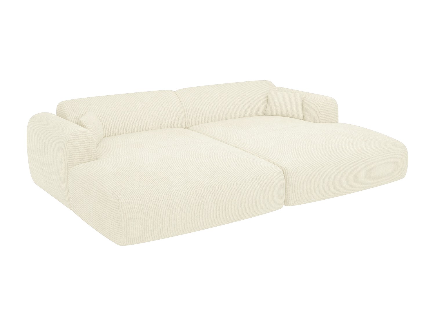Sofa 3-Sitzer - tiefe Komfortsitzfläche - Samt-Stoff - Off-White - POGNI vo günstig online kaufen