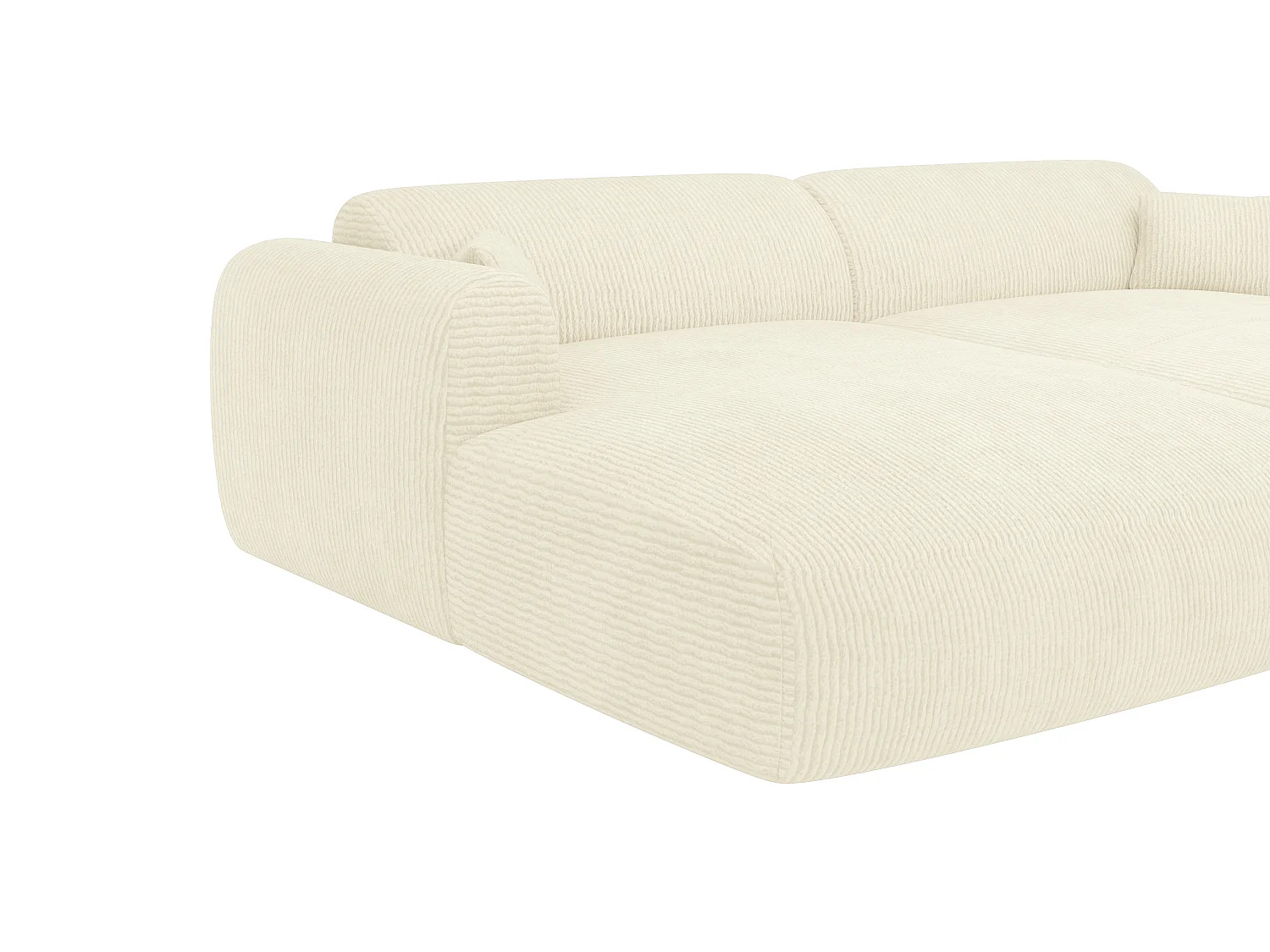 Canapé 3 places confort assise profonde en velours côtelé fines côtes blanc cassé POGNI de Maion Céphy