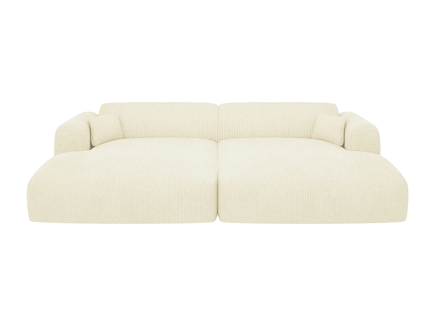 Canapé 3 places confort assise profonde en velours côtelé fines côtes blanc cassé POGNI de Maion Céphy