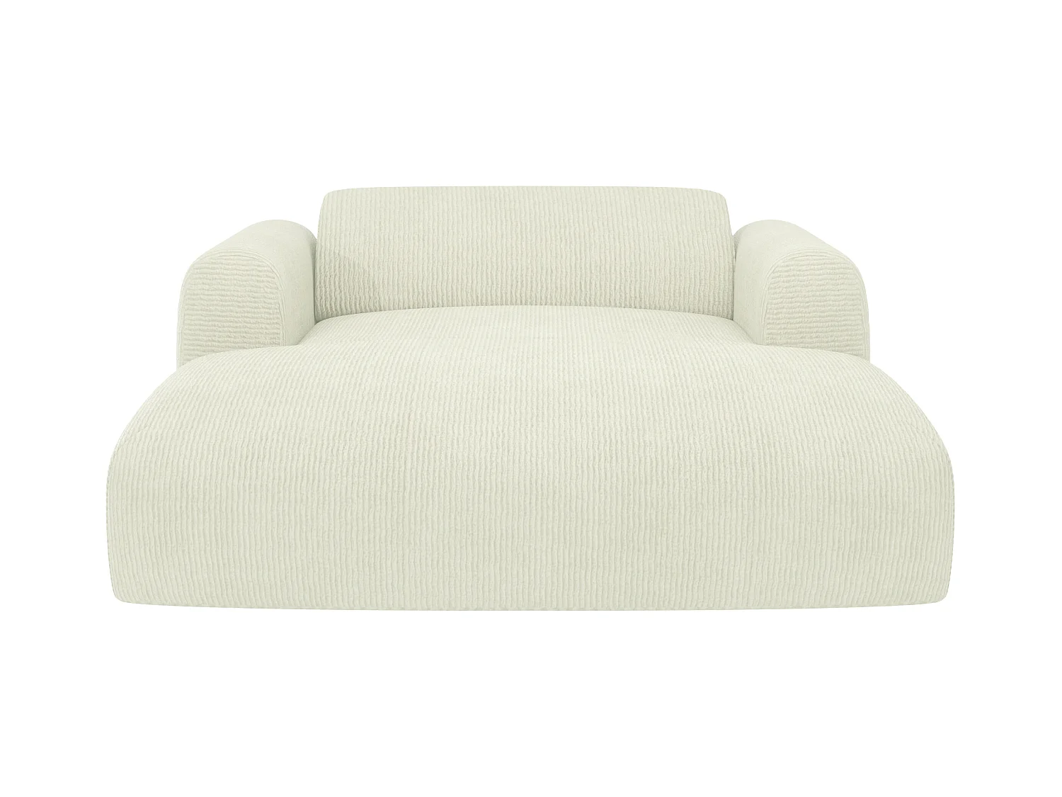 Méridienne 2 places en velours côtelé fines côtes blanc cassé POGNI