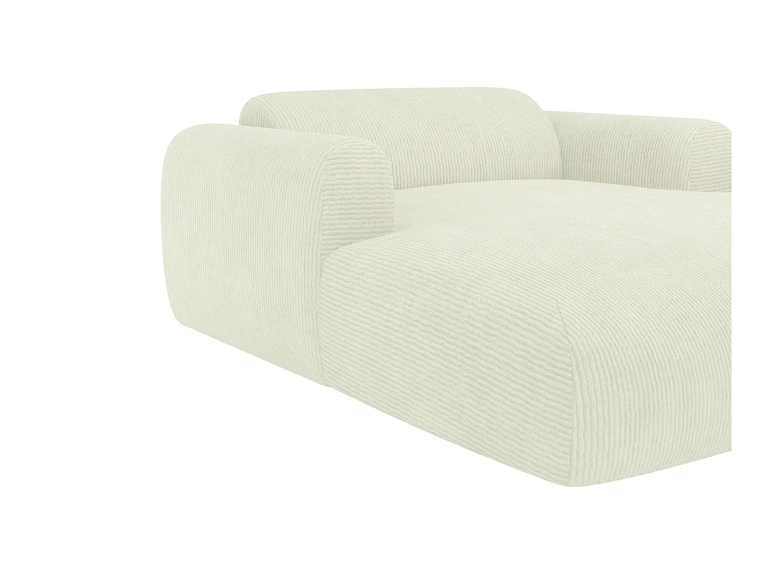 Méridienne 2 places en velours côtelé fines côtes blanc cassé POGNI