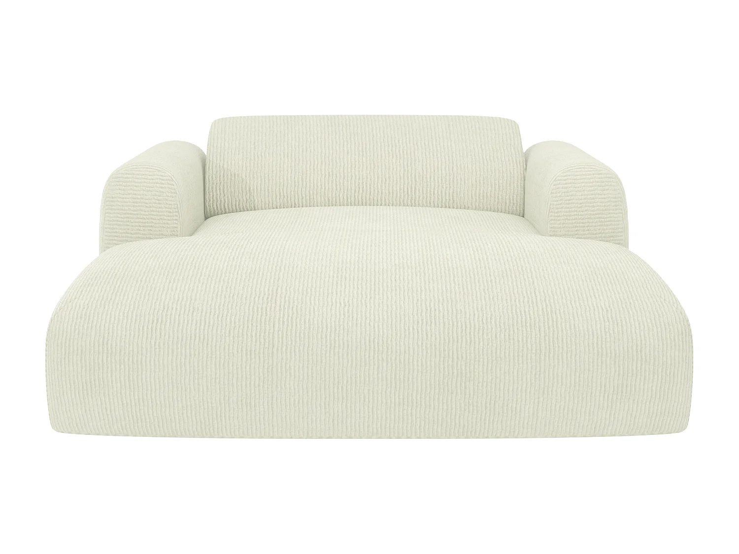 Méridienne 2 places en velours côtelé fines côtes blanc cassé POGNI