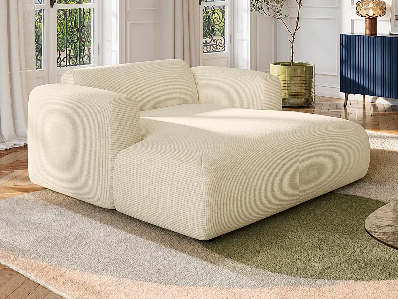 Penisola 2 posti in Velluto a coste sottili Bianco sporco - POGNI