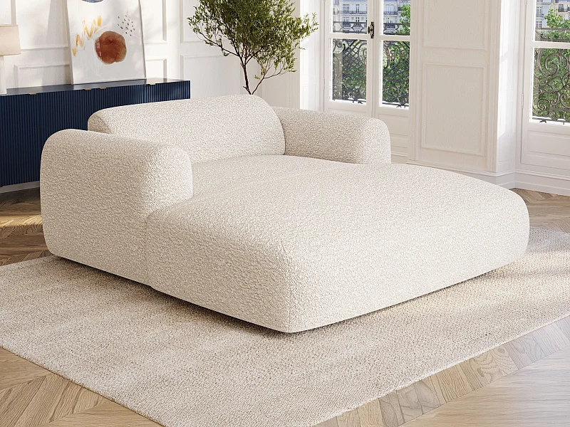 Recamiere 2-Sitzer - Bouclé-Stoff - Weiß - POGNI von Maison Céphy