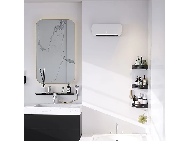 Radiateur mural soufflant 2000 W - chauffage céramique PTC - 3 niveaux de puissance - télécommande incluse blanc noir