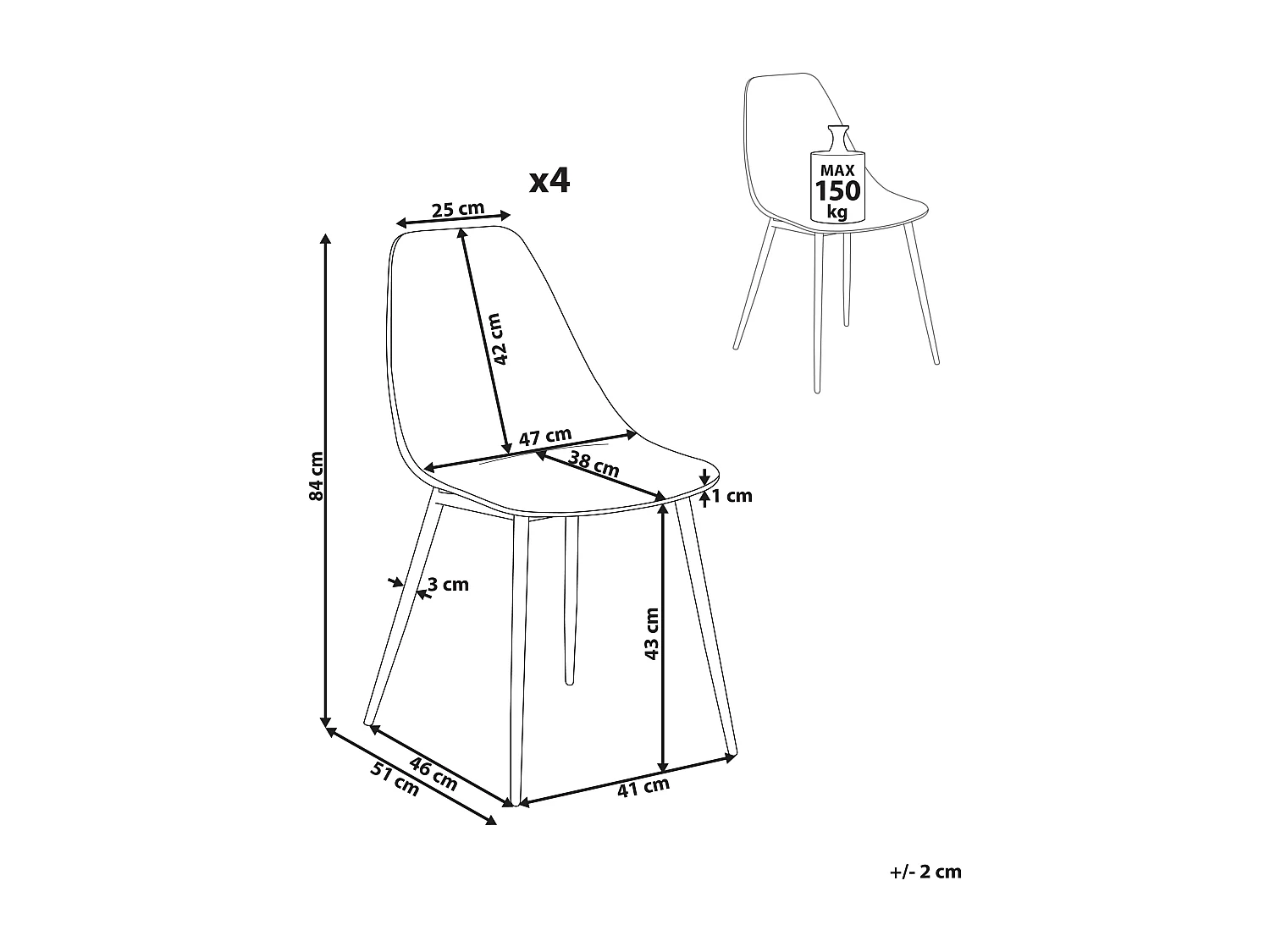 Lot de 4 chaises de salle à manger TAKILMA Transparent
