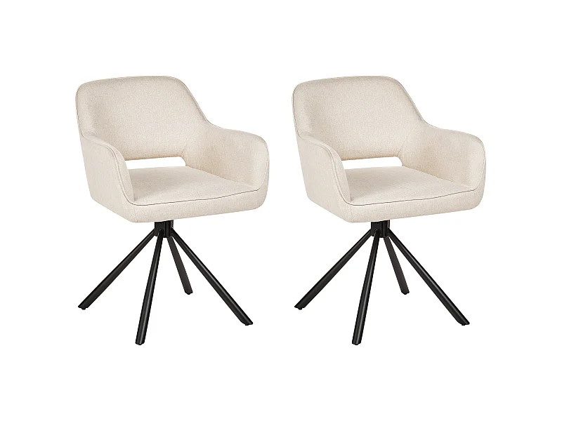 Zestaw 2 krzeseł do jadalni Obrotowy LOURES Jasnobeżowy