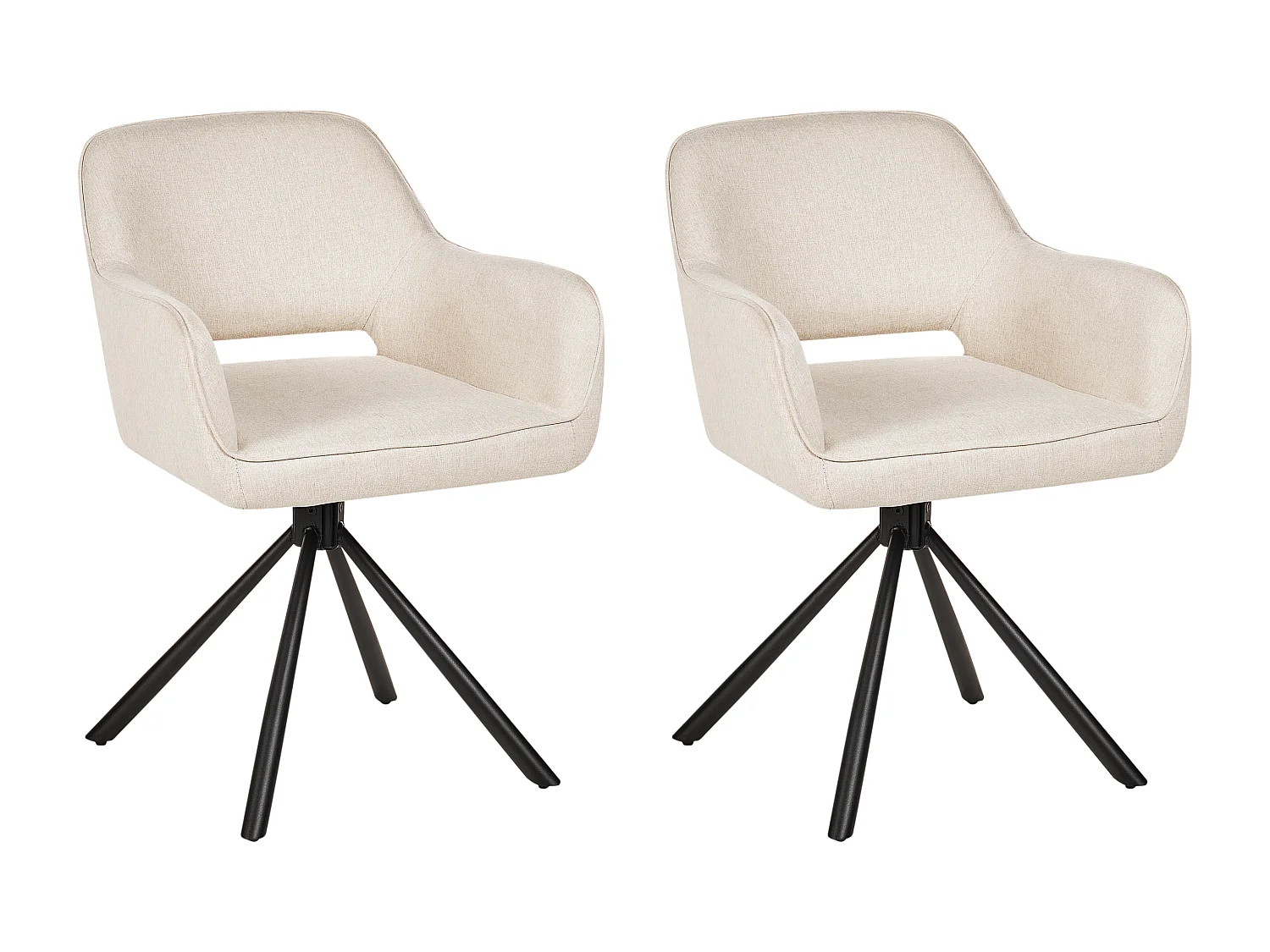 Esszimmerstuhl 2er Set Stoff helles beige gepolstert drehbar Metallbeine Loures