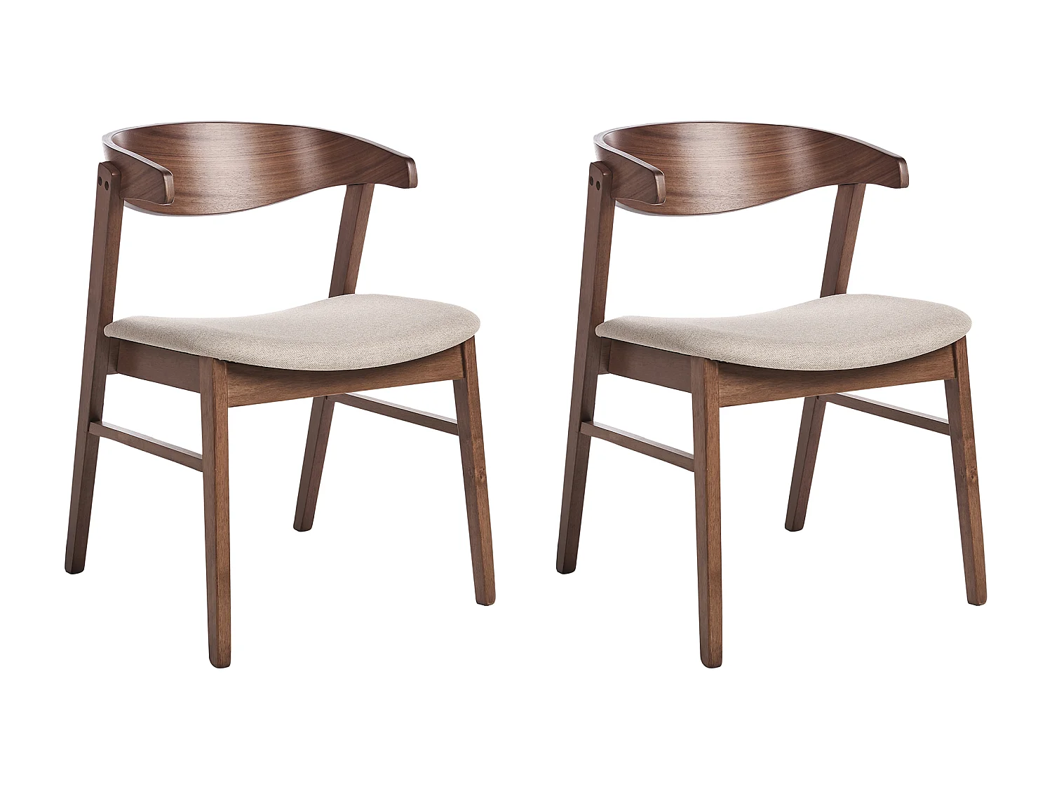 Lot de 2 chaises de salle à manger LILLY Marron foncé/beige