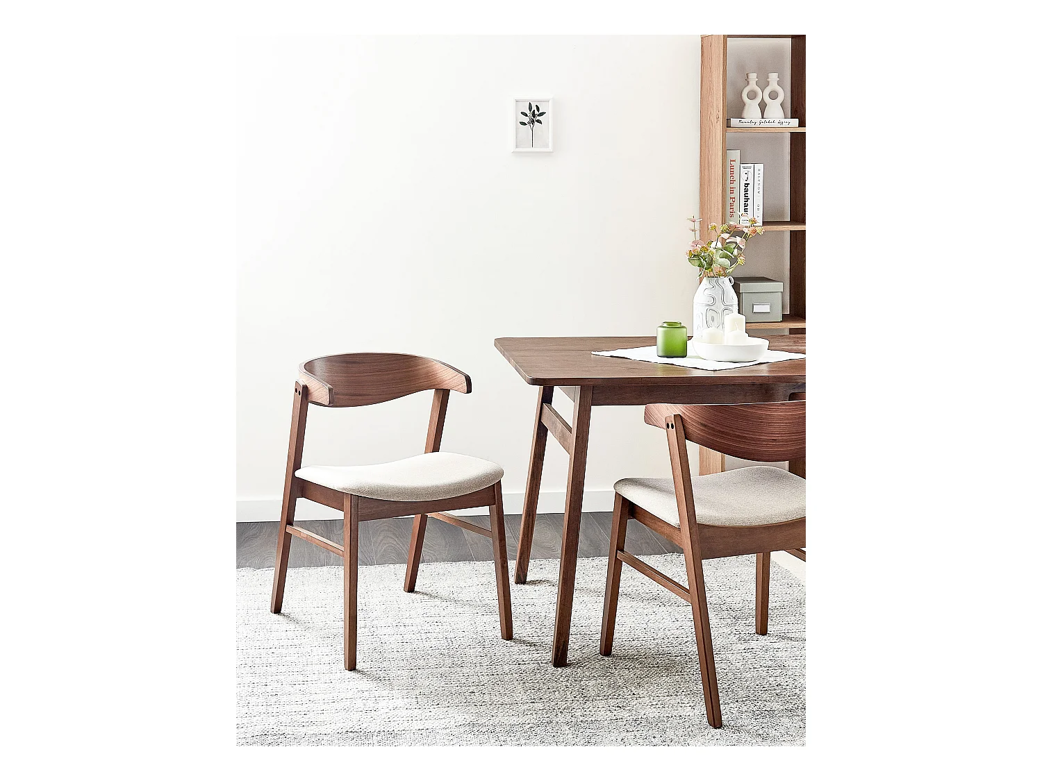 Lot de 2 chaises de salle à manger LILLY Marron foncé/beige