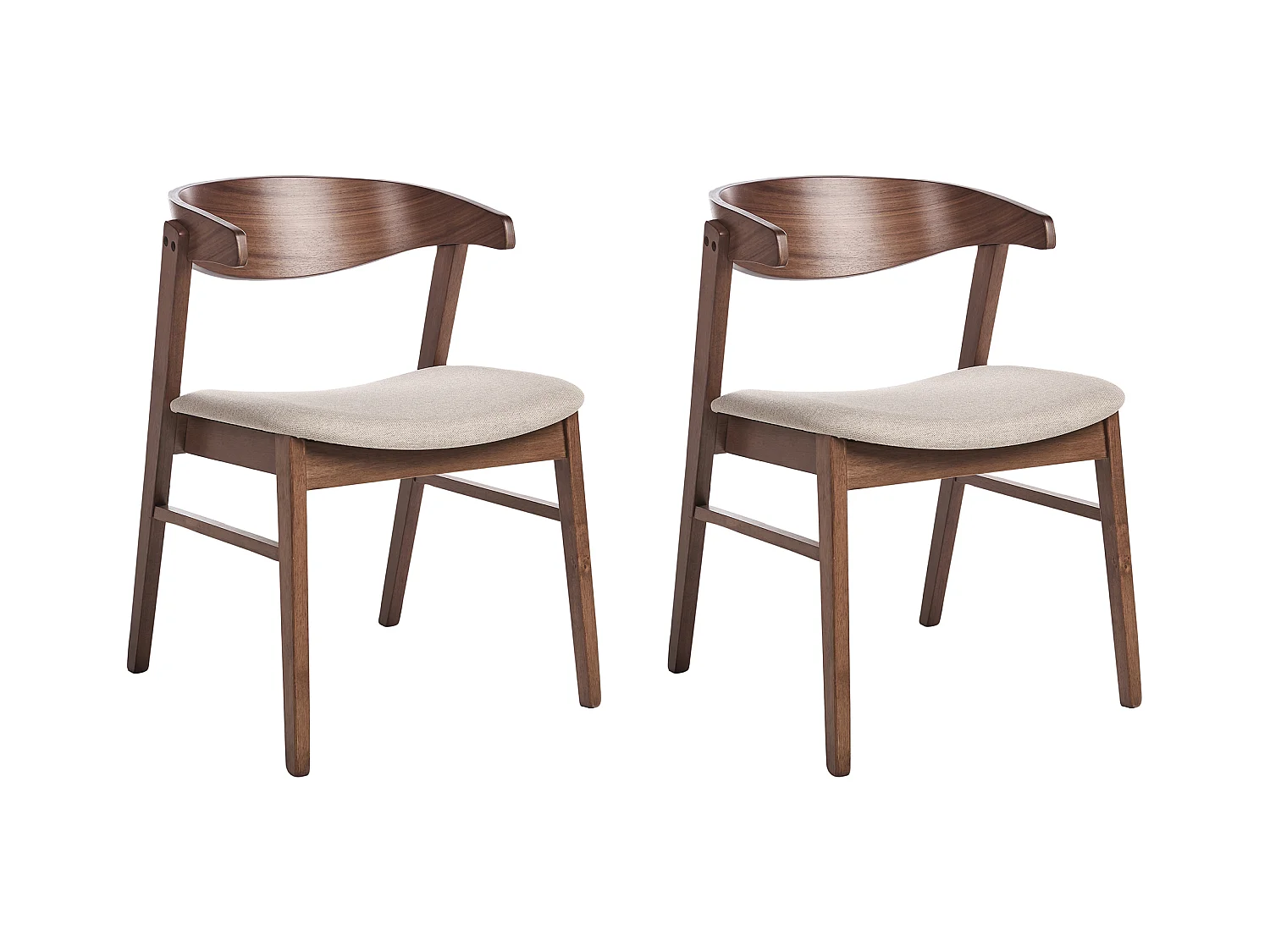 Lot de 2 chaises de salle à manger LILLY Marron foncé/beige Beige