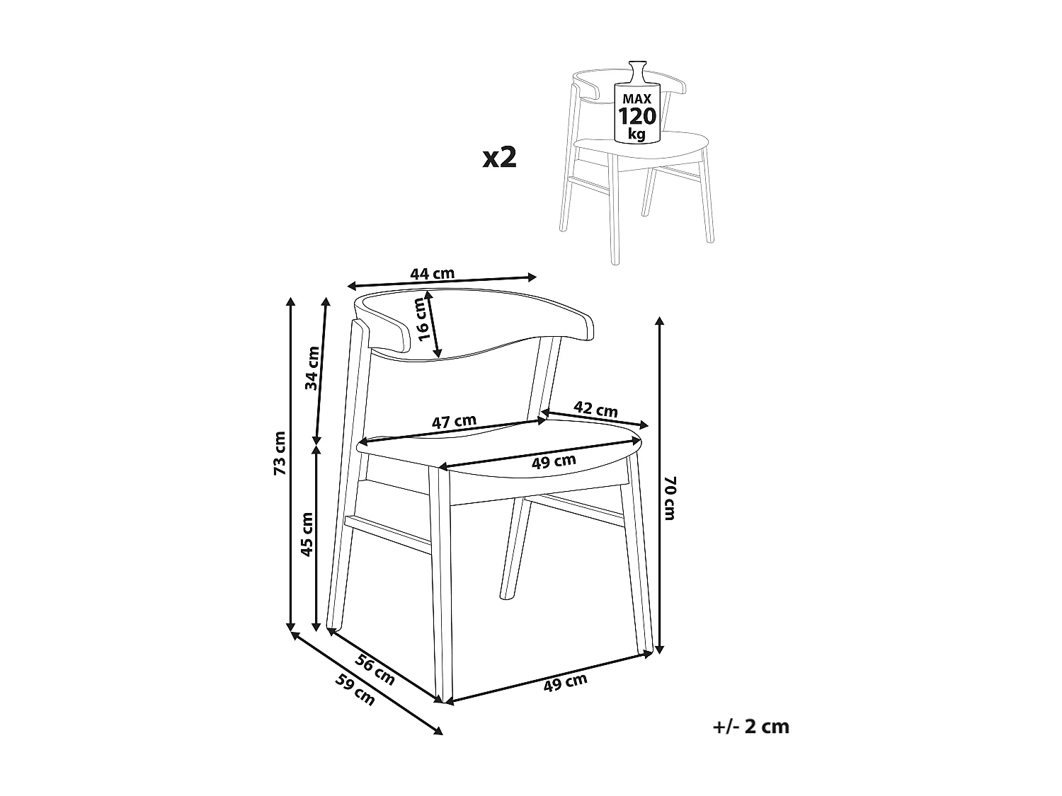 Set di 2 sedie da pranzo LILLY Bouclé Beige