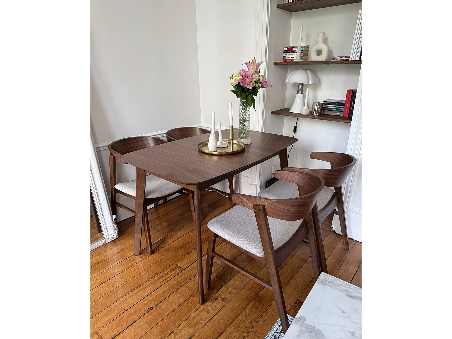 Set of 2 Dining Chairs LILLY Fabric Brown/ Beige