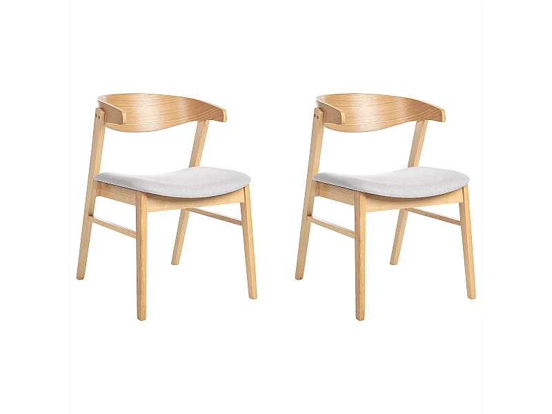 Set van 2 eetkamerstoelen LILLY Hout Lichtgrijs