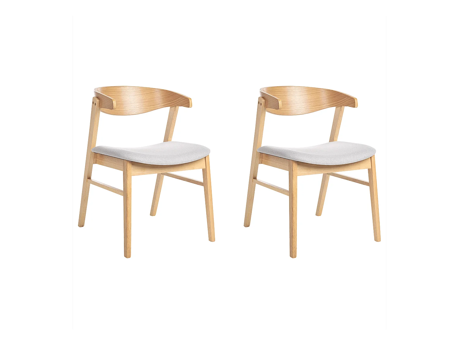 Lot de 2 chaises de salle à manger LILLY Bois Gris clair