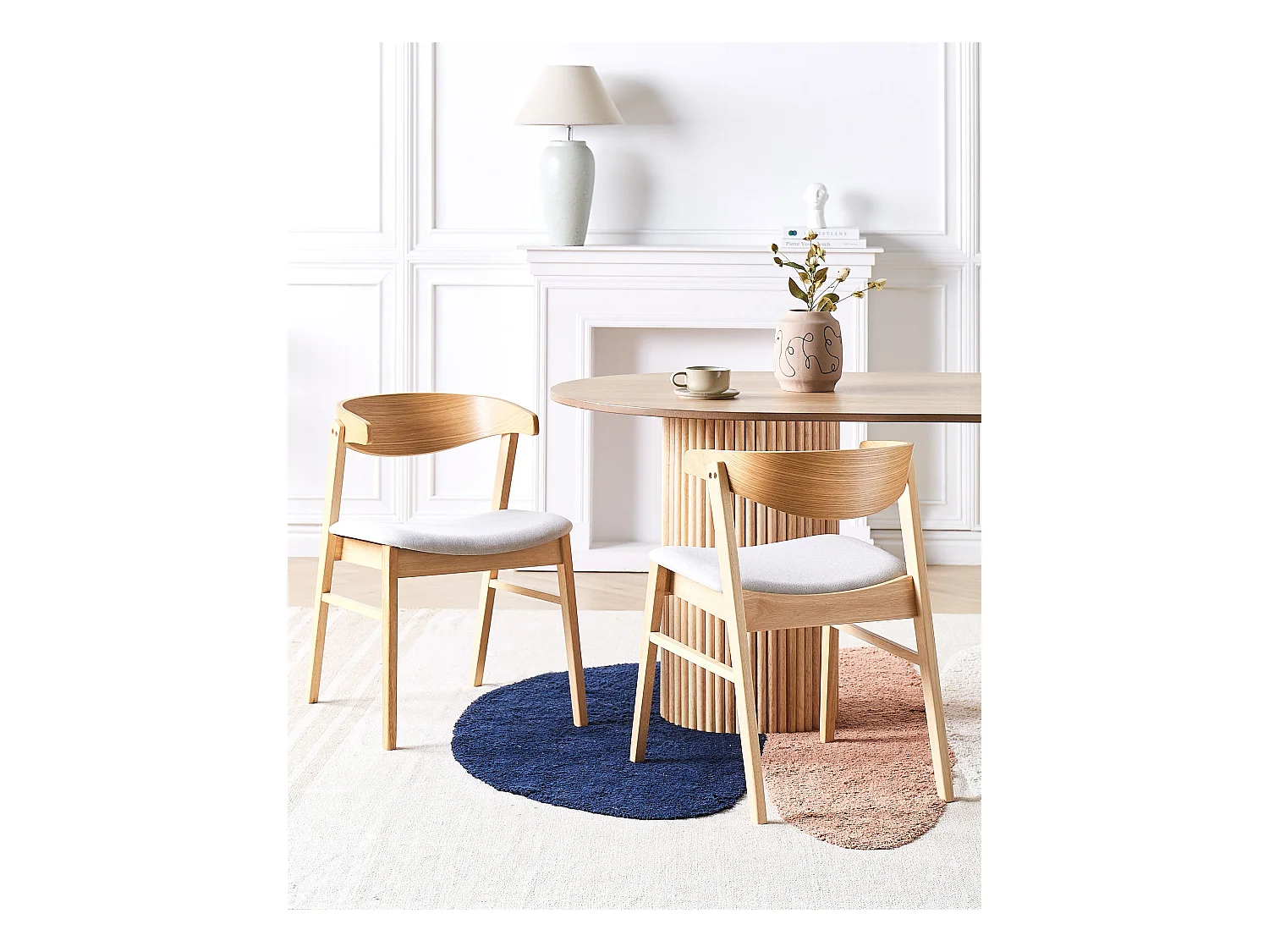 Set van 2 eetkamerstoelen LILLY Hout Lichtgrijs