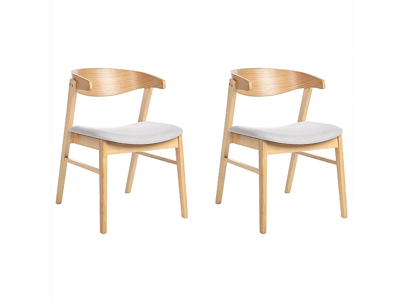 Set van 2 eetkamerstoelen LILLY Hout Lichtgrijs