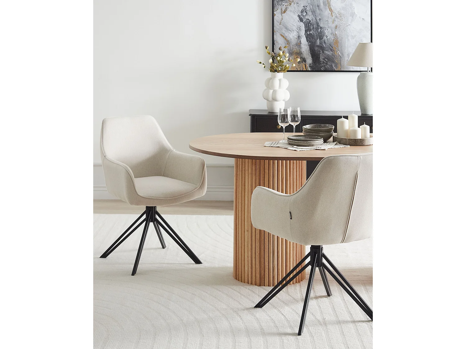 Lot de 2 chaises de salle à manger JODAR Beige clair