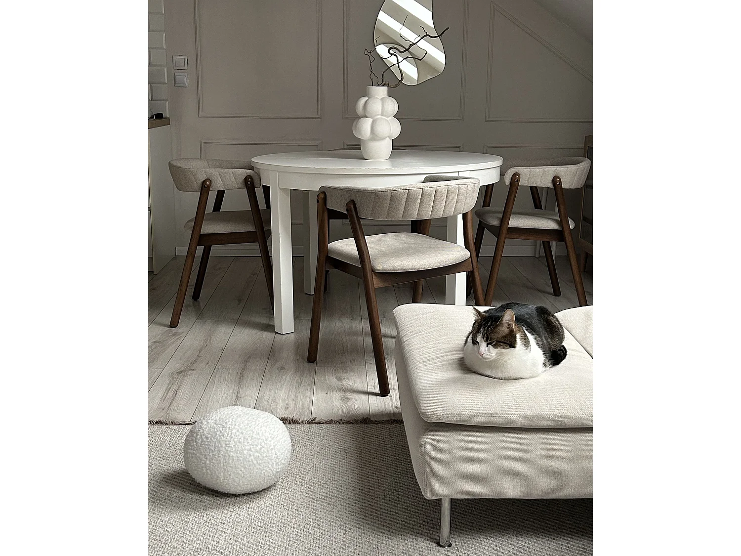 Lot de 2 chaises de salle à manger MYLO Tissu Beige
