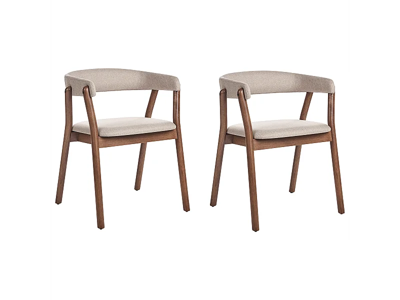 Lot de 2 chaises de salle à manger MYLO Tissu Marron foncé/beige