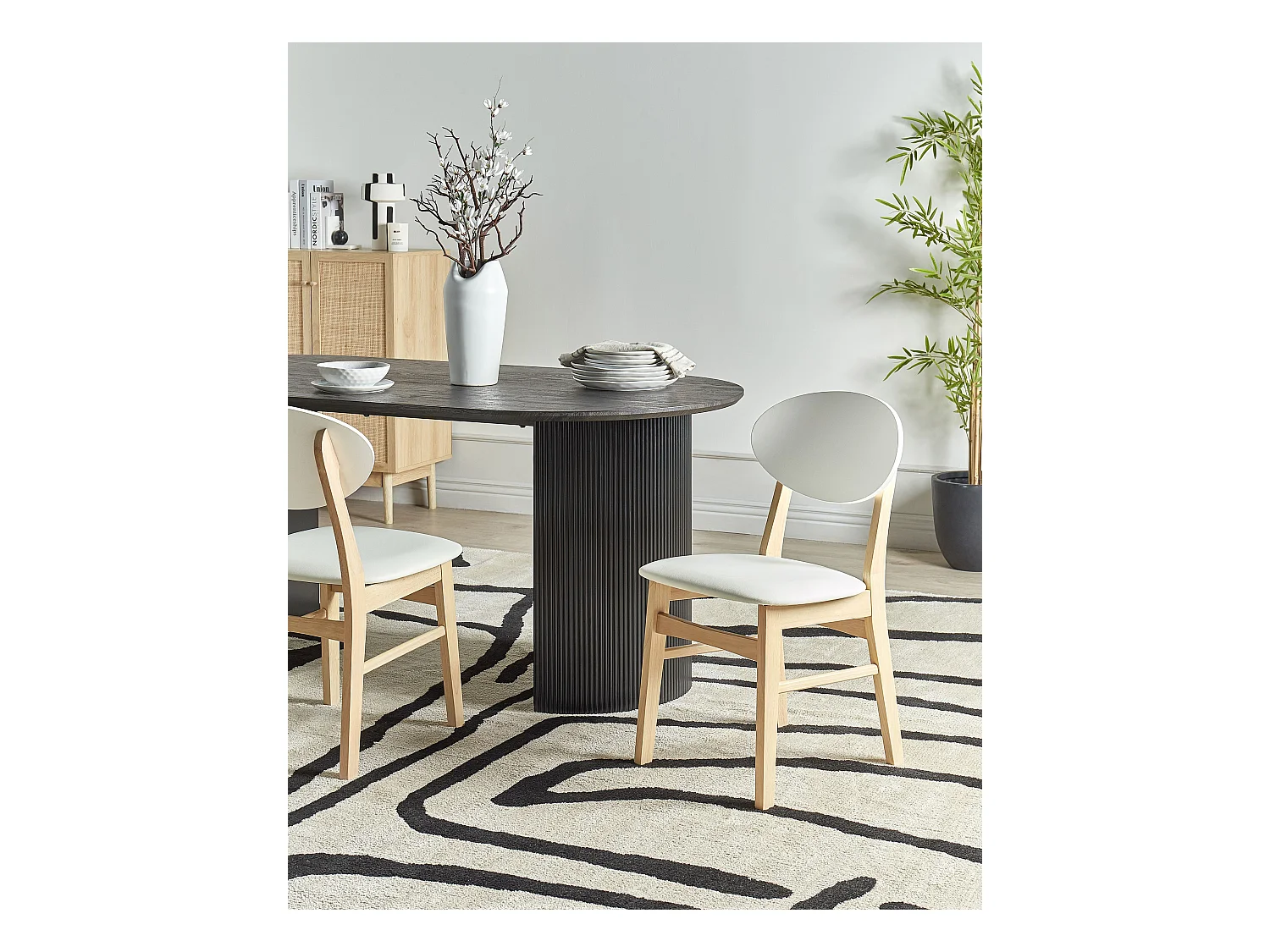 Lot de 2 chaises de salle à manger AMERY Bois Blanc cassé