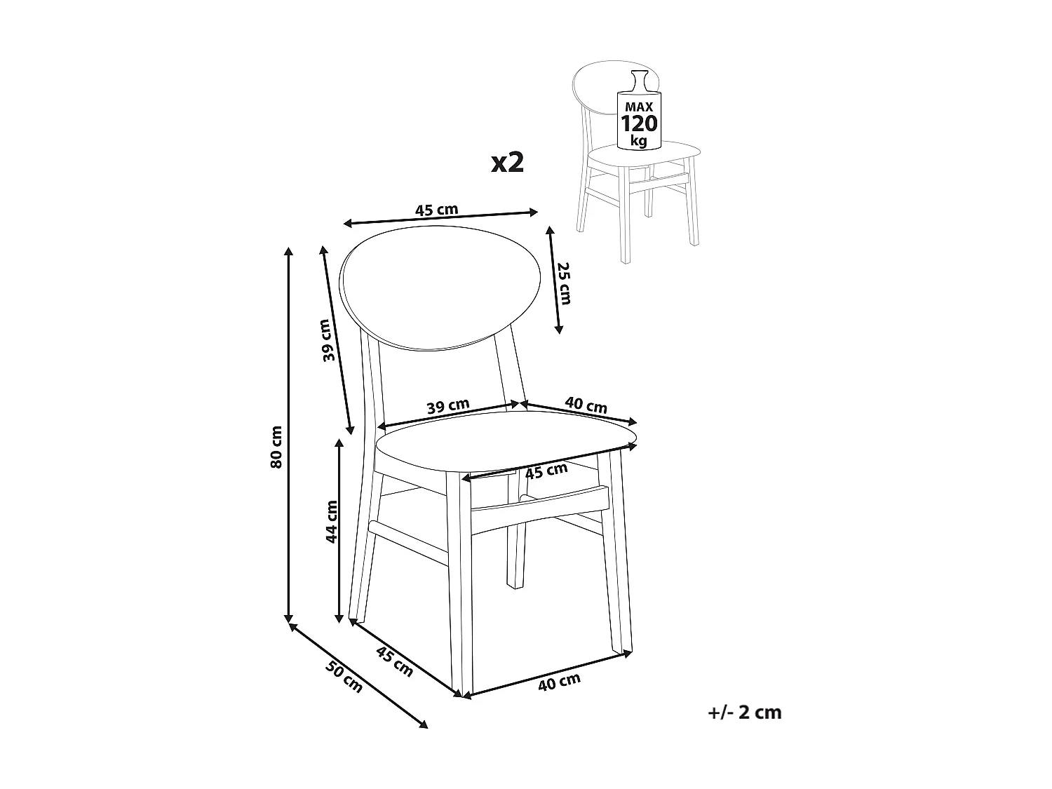 Esszimmerstühle 2er Set Creme Kunstledersitz Dunkles Holzgestell Amery
