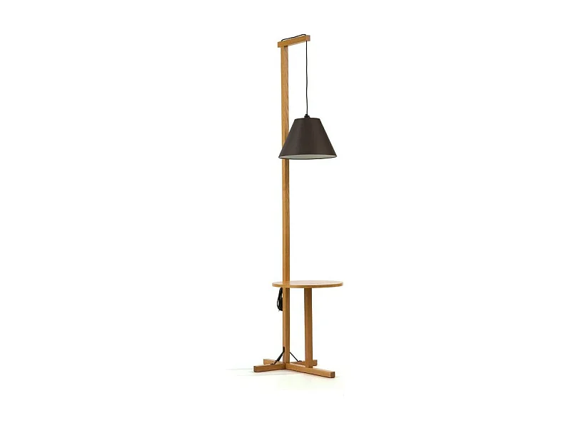 Lampadaire Design avec Table d'Appoint "Floor" 199cm Chêne & Noir