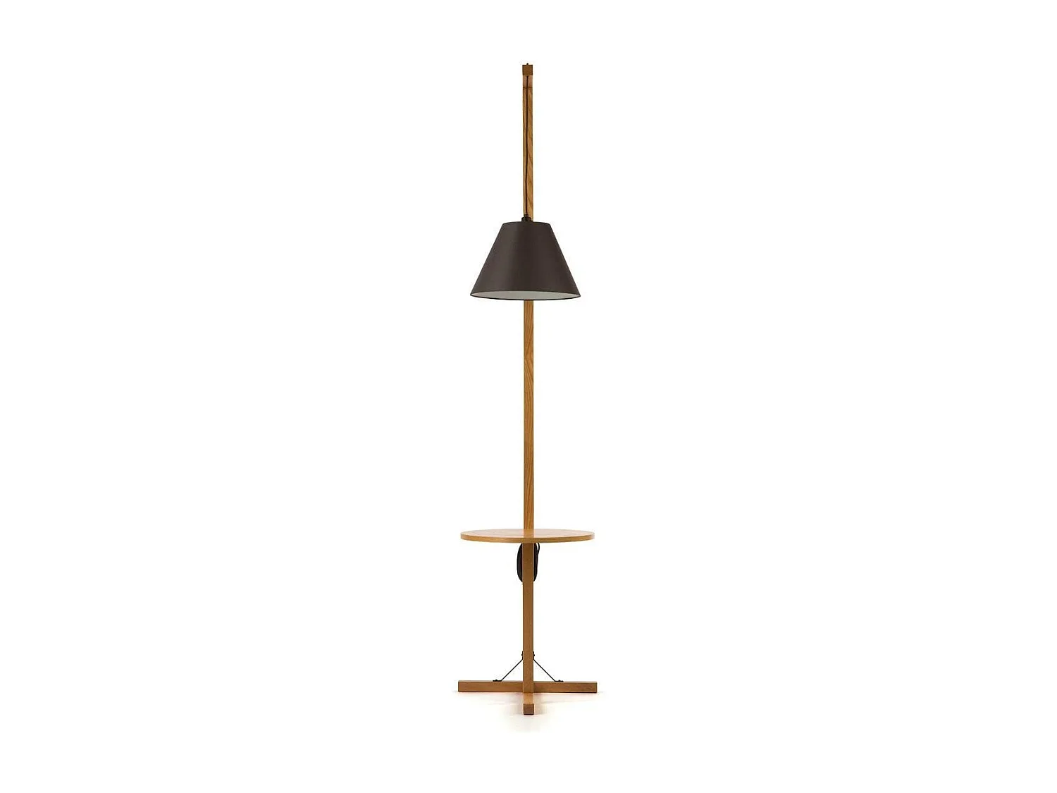 Lampadaire Design avec Table d'Appoint "Floor" 199cm Chêne & Noir