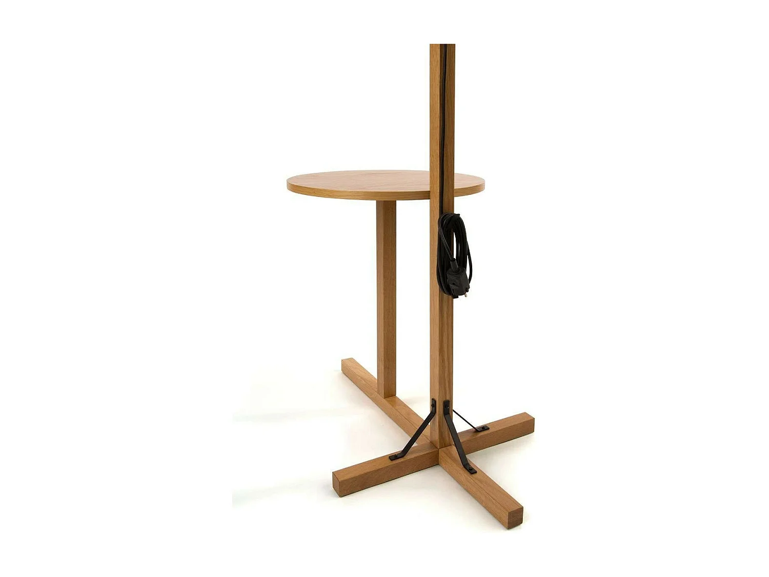 Lampadaire Design avec Table d'Appoint "Floor" 199cm Chêne & Noir