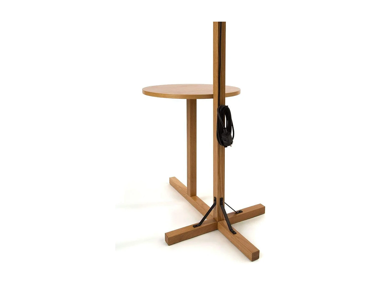 Lampadaire Design avec Table d'Appoint "Floor" 199cm Chêne & Noir