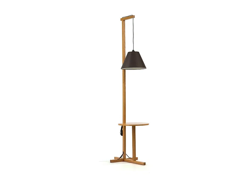 Lampadaire Design avec Table d'Appoint "Floor" 199cm Chêne & Noir