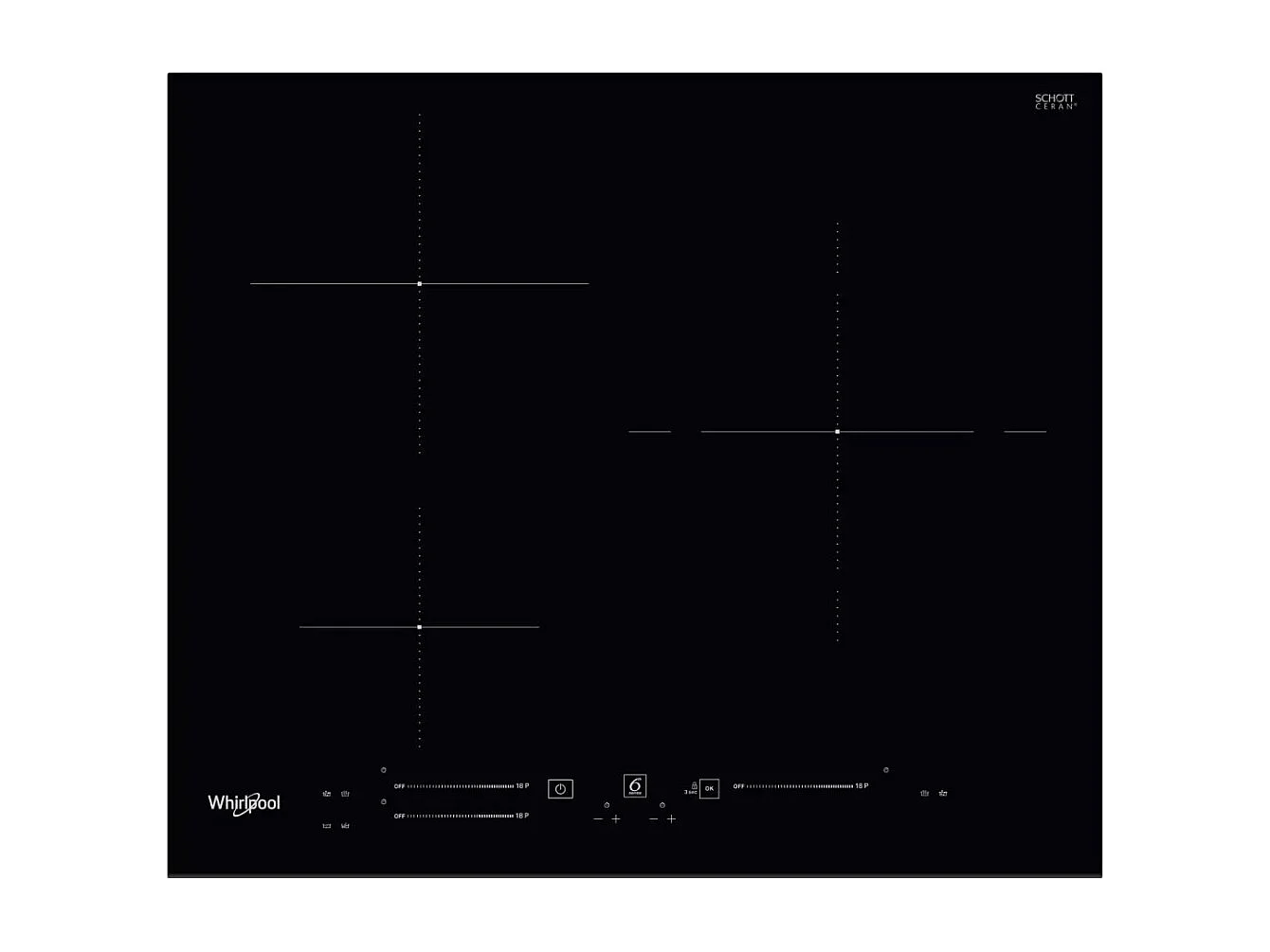 Whirlpool Table de cuisson induction 60cm 3 feux 7200w noir - WSS6360BF