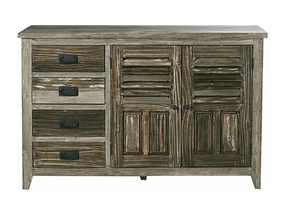 Cassettiera in pino massello riciclato 140 cm